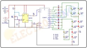 Four Way Traffic Light Controller Circuit using 555 Timer IC and CD4017 ...