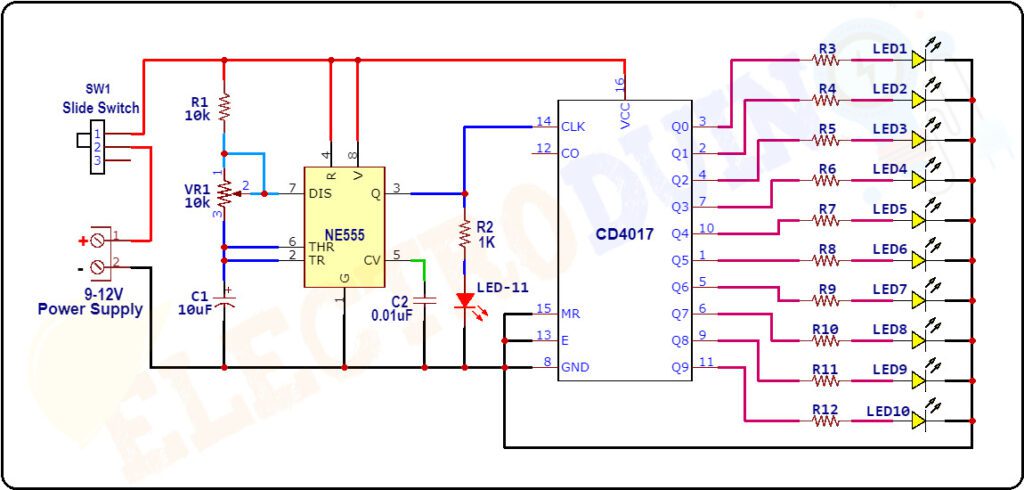 Led Chaser Circuit Diagram Running Light Electroduino