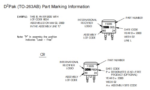 Part Marking information of IRG7S313UPBF Transistor