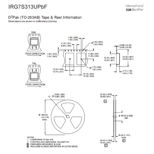 key features, pinout configuration, applications, and possible equivalent components for the IRG7S313UPBF.